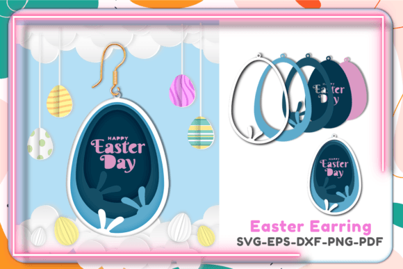 3D Layered Easter Earring Egg for Laser Cutting