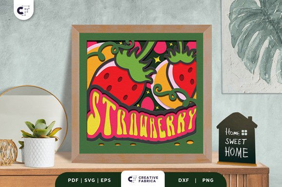 3D SVG Ornaments: Groovy Strawberry Shadow Box
