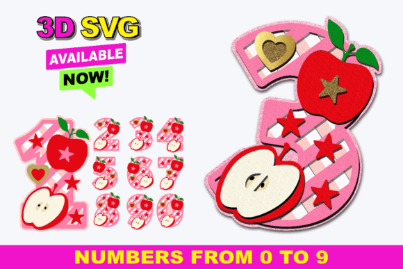 Apple Numbers 3D SVG: Playful Shapes for Branding