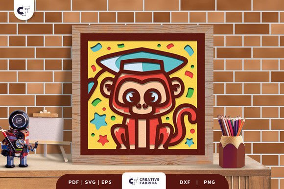 Baby Monkey 3D SVG: School Shadowbox Asset Review