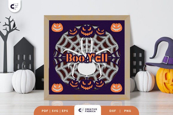 Boo Y'all Spider Web 3D SVG for Halloween Branding