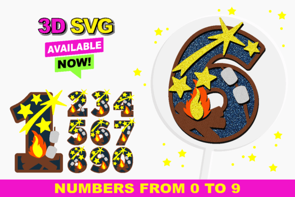Camping Numbers 3D SVG: Shapes for Outdoor Branding