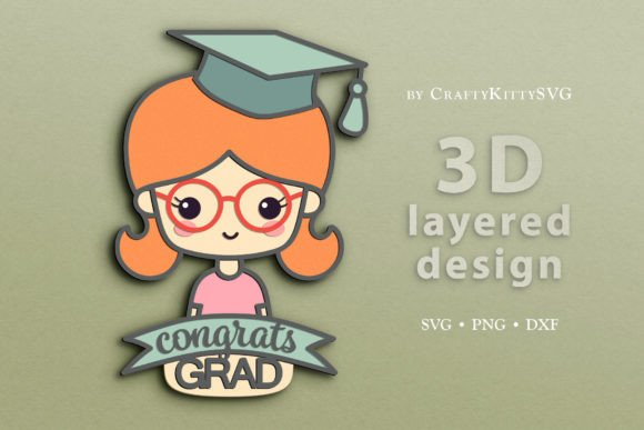 Congrats Grad 3D Layered SVG for Laser Cutting Signs