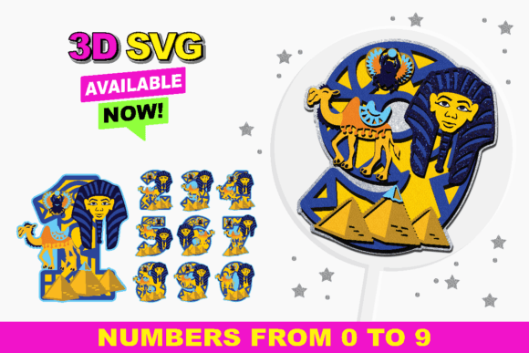 Egypt Numbers 3D SVG: Editorial Shapes for Publishers