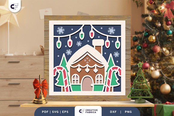 Gingerbread Cookies House 3D SVG for Christmas Branding