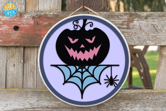 Halloween Spider Round Sign 3D SVG for Laser Cutting