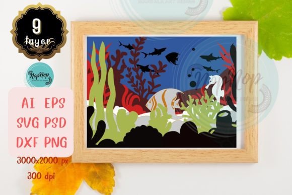 In the Sea 3D SVG for Shadow Boxes & Brand Visuals