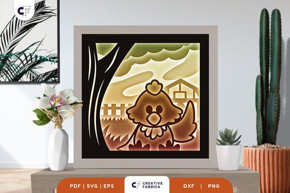 Little Chick 3D Shadow Box Paper Cut: Seasons SVG