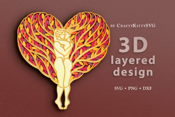 Love Heart Tree 3D Layered SVG: Laser Cutting for Valentine's Day