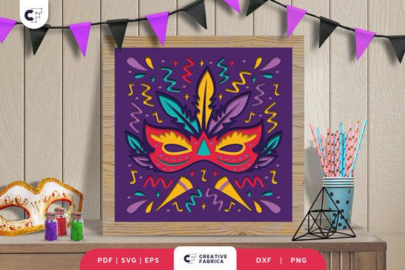 Mardi Gras Mask 3D SVG: Editorial Asset Review