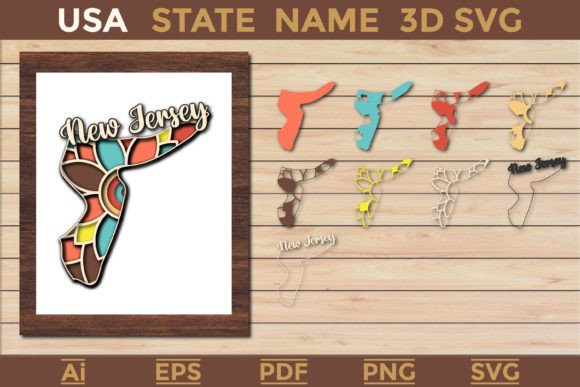 New Jersey 3D SVG: Laser Cutting Home Decor Asset