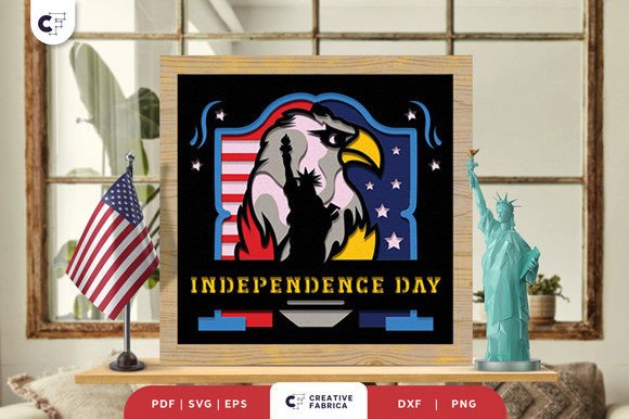 Patriotic Eagle 3D SVG for Independence Day Light Boxes