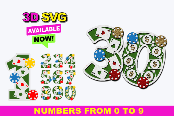 Poker Numbers 3D SVG: Bold Shapes for Editorial Design