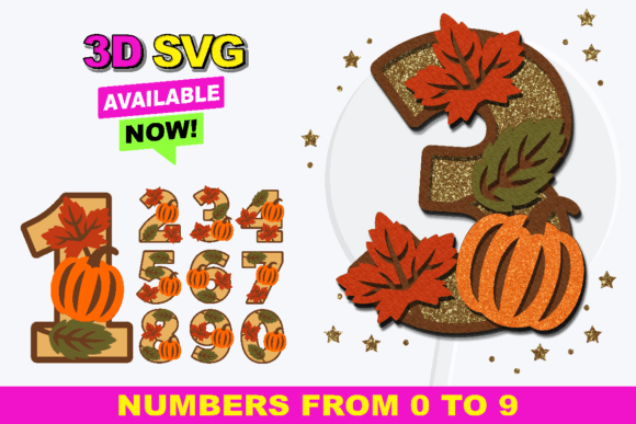 Pumpkin Numbers 3D SVG Shapes for Local Branding