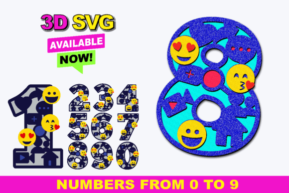 Social Network Numbers 3D SVG: Shapes for Modern Design