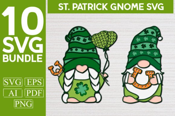 St. Patrick Gnome Bundle 3D SVG for Laser Cutting Ornaments