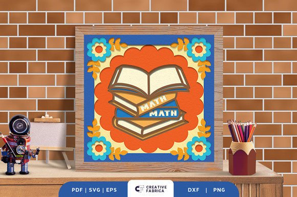 Stack of Maths Books 3D SVG for School Crafts