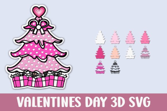 Valentine's Day Theme Tree 3D SVG for Laser Cutting