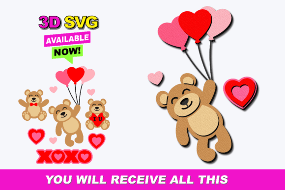 Valentine Teddy Bear Elements 3D SVG Review