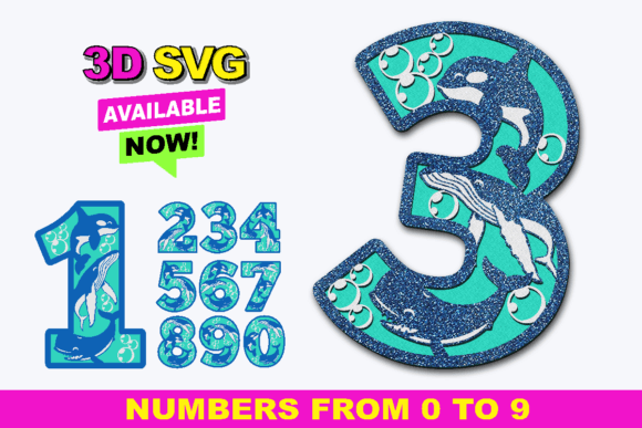 Whale Numbers 3D SVG: Playful Shapes for Branding